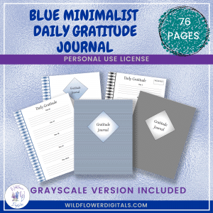 Minimalist Daily Gratitude Journal Blue
