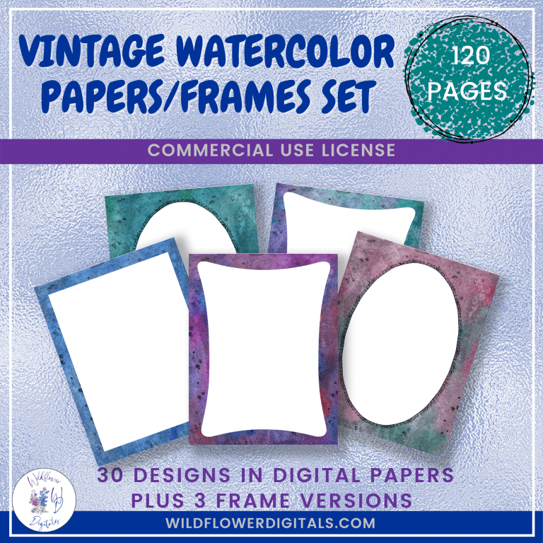 Vintage Watercolor Papers Frames Set