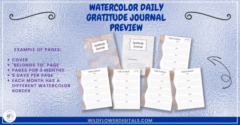 Watercolor Daily Gratitude Journal