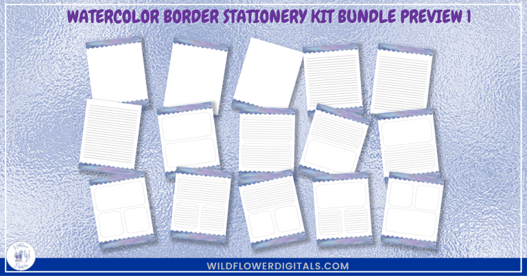Watercolor Border Stationery Kit Bundle preview