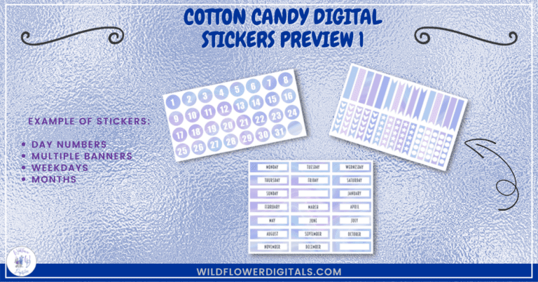 Cotton Candy Digital Stickers preview 1
