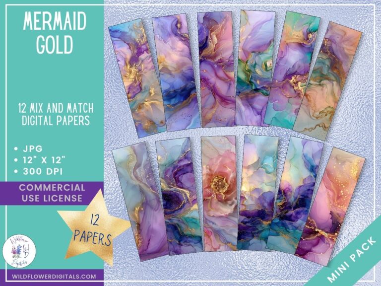 Mermaid Gold Digital Papers