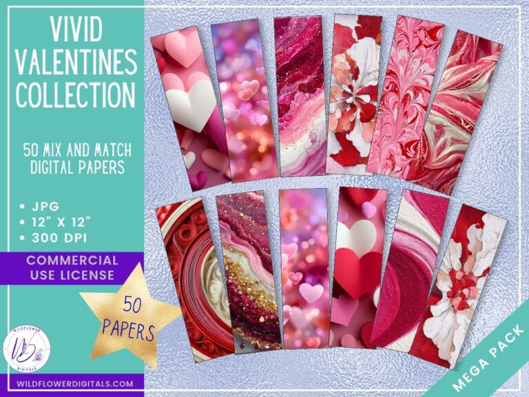 Vivid Valentines Collection Digital Papers